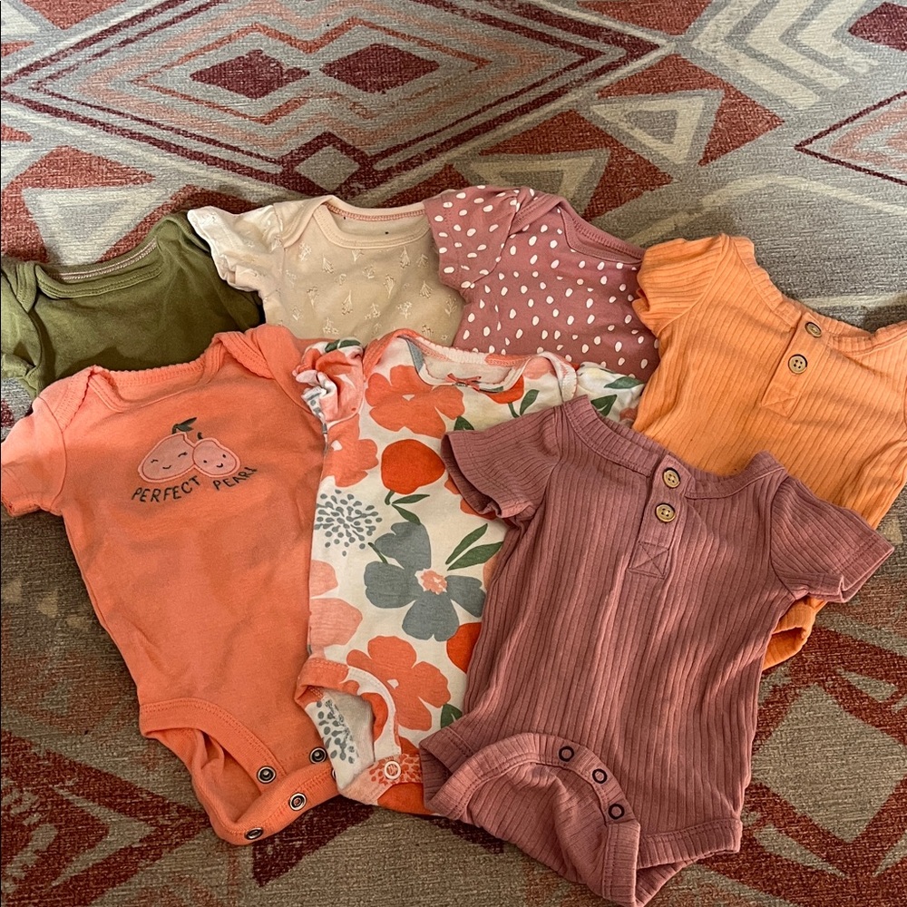 Set of 7 Colorful Baby Onesies
